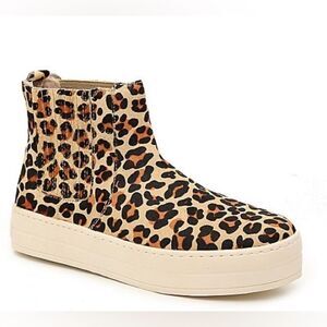 J Slides Hypo Platform High Top Sneaker Bootie Cheetah Leopard Print Calf Hair